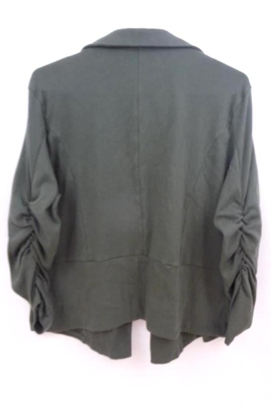 Necessitees Women's Green Clean Front Riding Jacket Runching Sleeves Size XXL