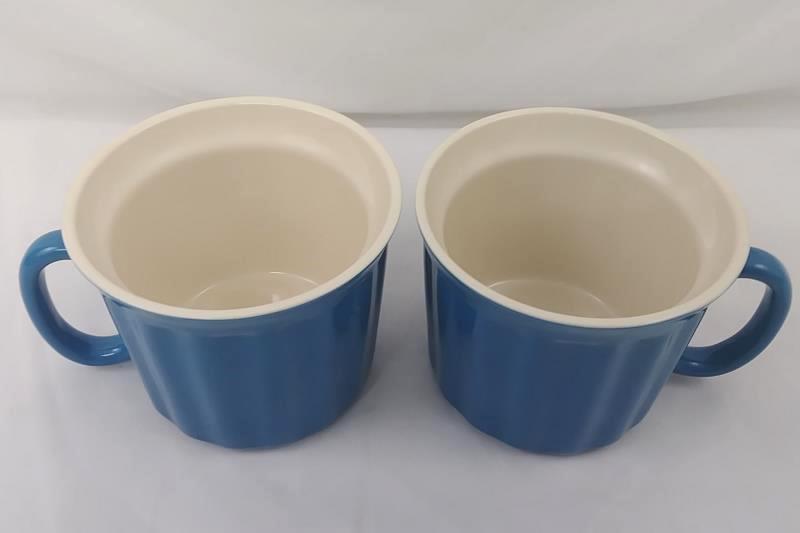 Pair of 16oz Blue & Cream Color Coffee Mugs, Dishwasher, Microwave & Oven Safe