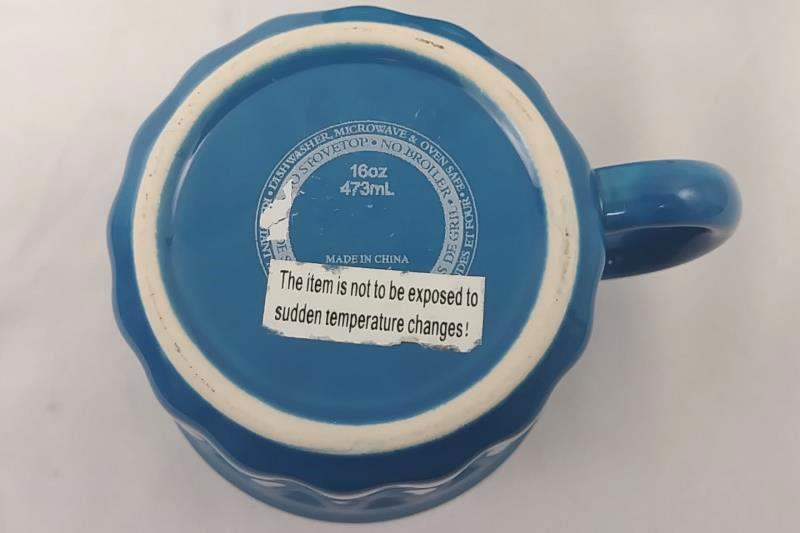 Pair of 16oz Blue & Cream Color Coffee Mugs, Dishwasher, Microwave & Oven Safe