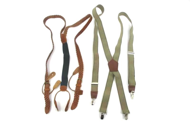 2 Pair Of Men's Suspenders One With Clips, One For Buttons