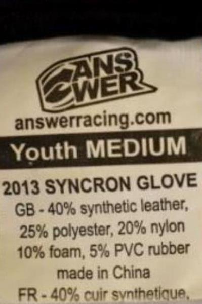 Youth Syncron Dirt Bike Gloves Answer 2013 Red Black Off Road Size Medium
