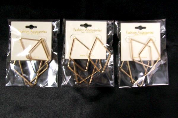 Silver & Gold Colored Triangle Earrings & Circle Triangle Necklace ~ Lot Of 5 ~