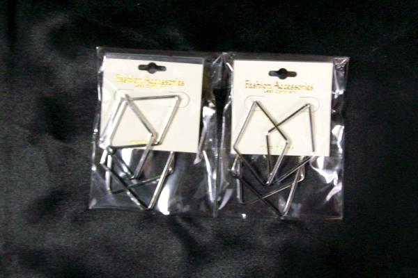 Silver & Gold Colored Triangle Earrings & Circle Triangle Necklace ~ Lot Of 5 ~