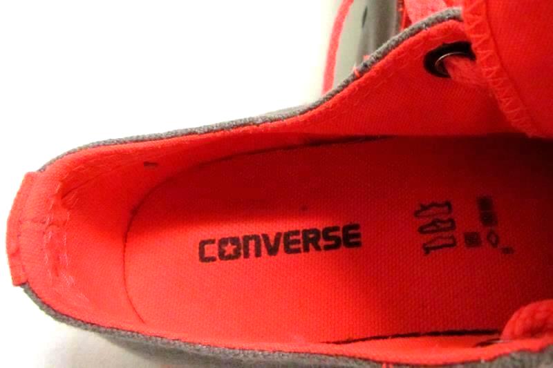 Converse All Star Lace Up Sneakers in Grey/Neon Orange Junior's Size 2