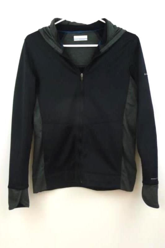 Columbia Omni-Wick Full Zip Jacket Hood Black Gray Youth Size Small Athletic