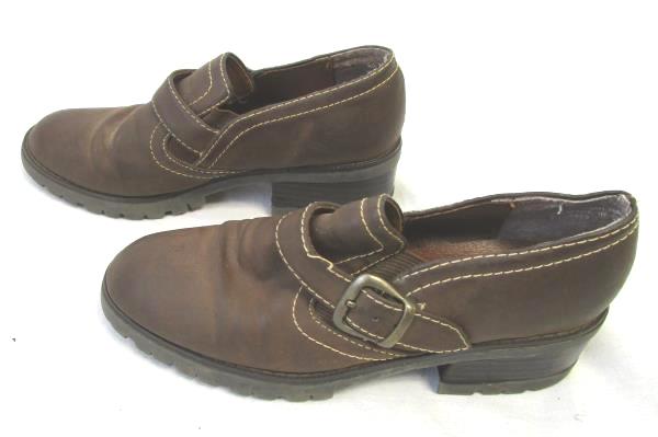 Women's L.A.Underground Brown Chunky Heel Shoe Size 7 Buckle