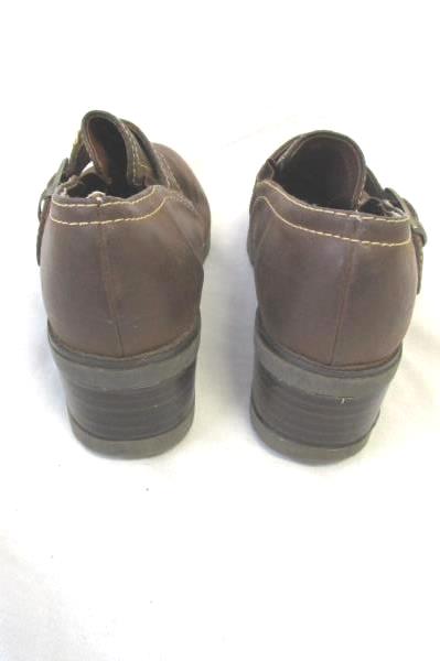 Women's L.A.Underground Brown Chunky Heel Shoe Size 7 Buckle