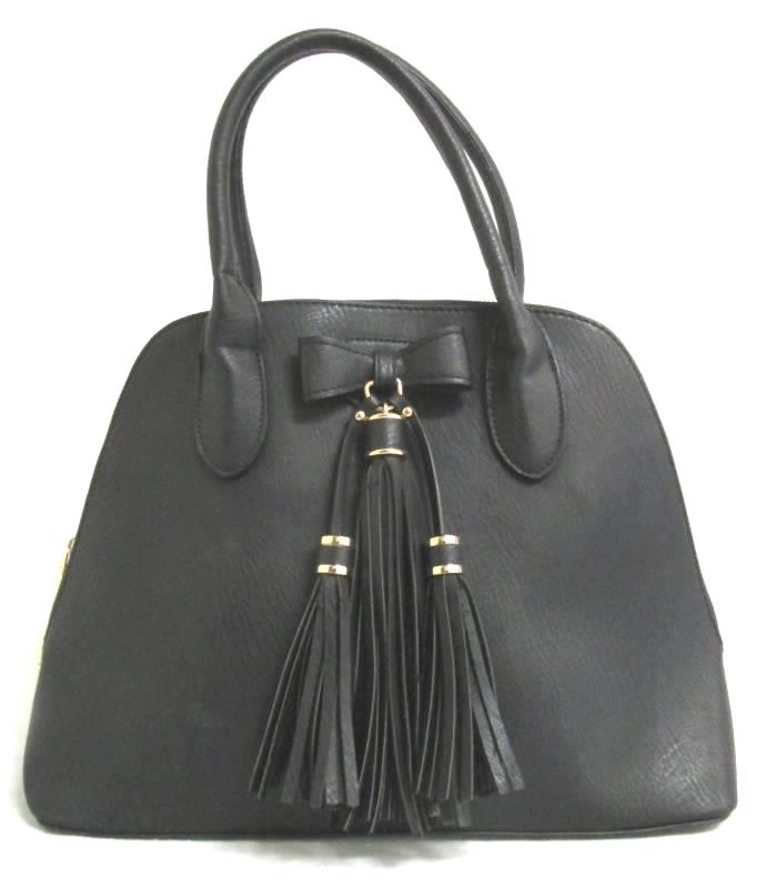 Miztique Women's White/Black Leather Tote Purse Removable Strap