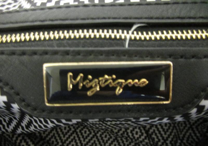Miztique Women's White/Black Leather Tote Purse Removable Strap