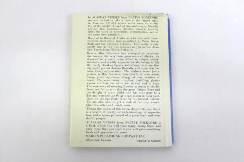 Alaskan Verses From Native Folklore By Lucille W. Schriever 1969