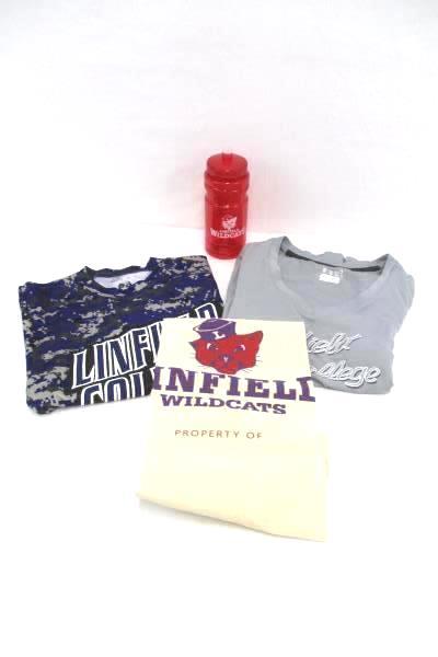 Linfield College Wildcats Lot of 4 T-Shirts Water Bottle and Laundry Bag