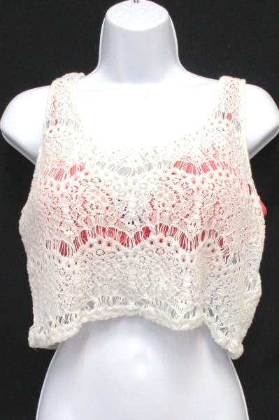 Lot of 3 Women's Forever 21 Divided H&M Crop Top Tank Bikini Pink Teal White Lg