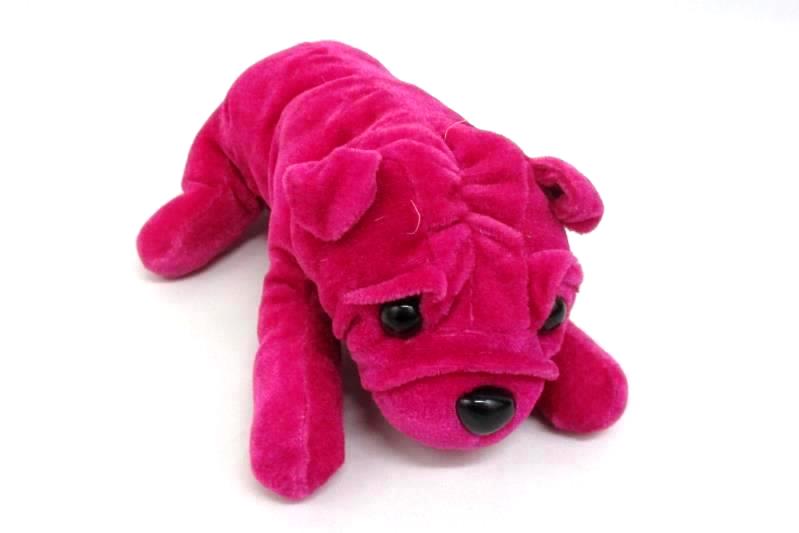 Lot of 2 Ideal Toys Direct 8.25" Long Magenta Puppy And 9" Circus Bear