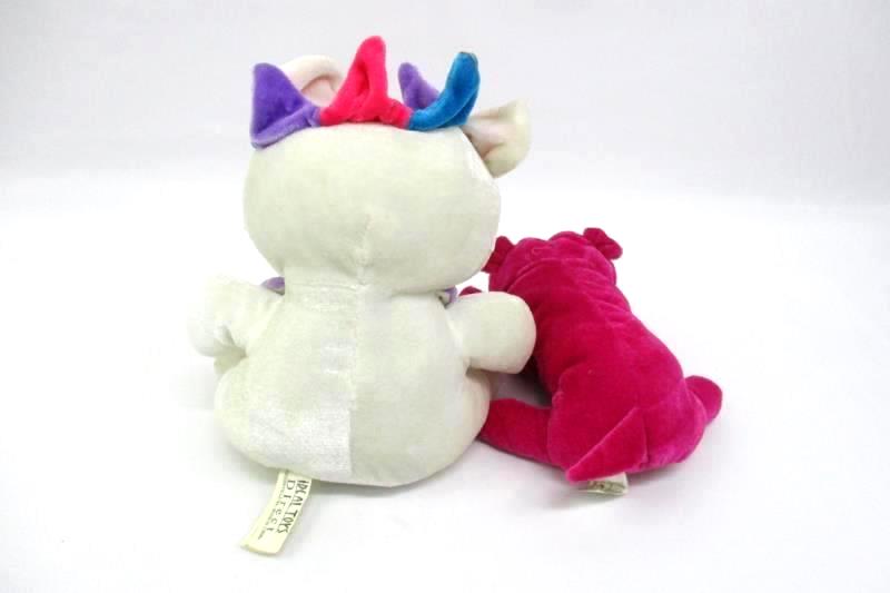 Lot of 2 Ideal Toys Direct 8.25" Long Magenta Puppy And 9" Circus Bear