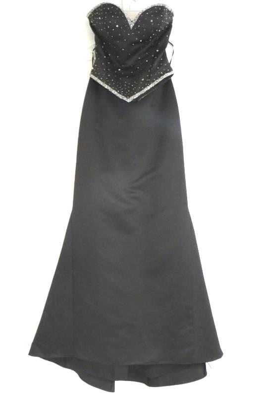 Sean Collection Women's Black Beaded Lace Up Corset Maxi Dress Prom Formal Sz XS