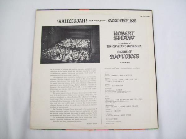 12" Record Robert Shaw Cleveland Orchestra Hallelujah & Other Sacred Chorus