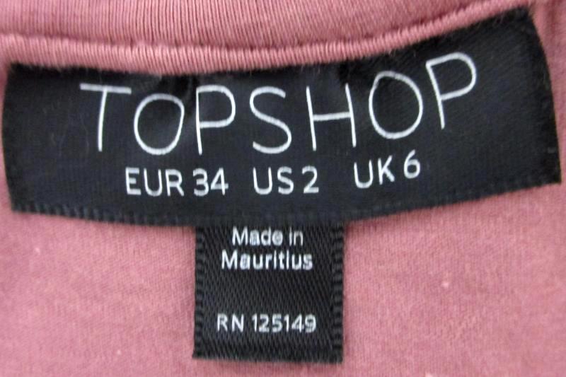TOPSHOP Mauve Cold Shoulder Long Sleeve Top Women's 2 (XS)