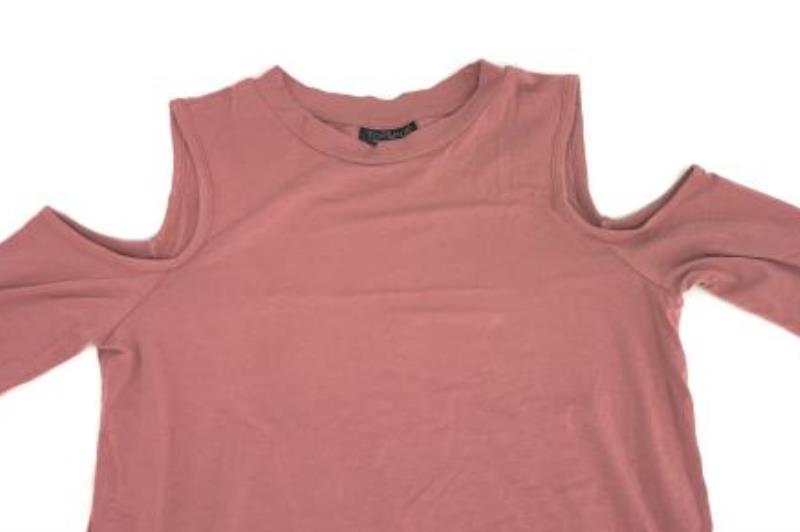 TOPSHOP Mauve Cold Shoulder Long Sleeve Top Women's 2 (XS)