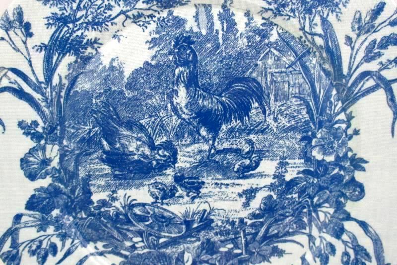 Lacquer Ware 13" Blue Chicken Etoile Charger Platter