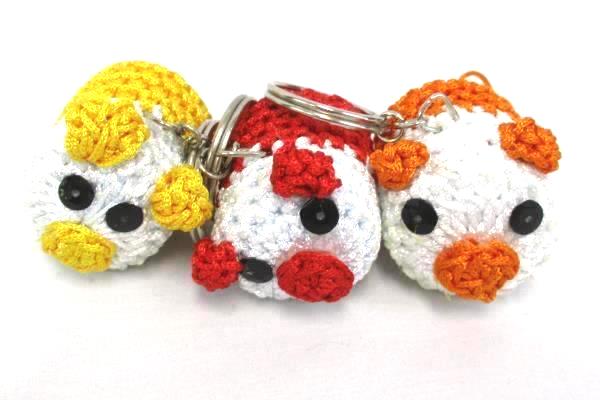 Lot of 6 Crochet Key Chains Little Piggies Red Yellow Orange Pink Blue Baby