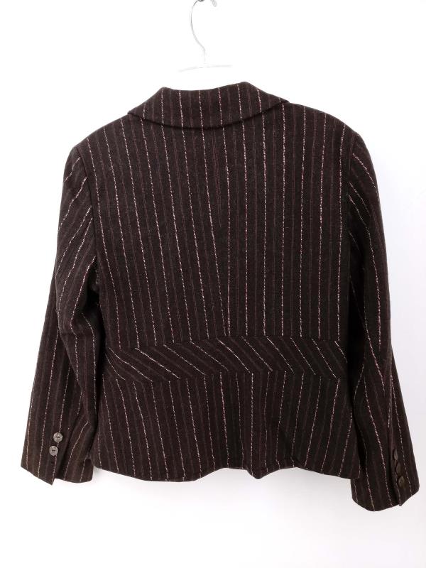 90s J JILL Blazer Jacket Brown & Pink Pinstripe Wool Blend Women's Sz 12