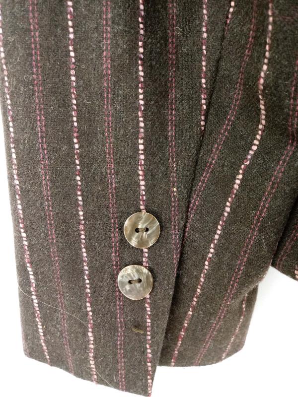 90s J JILL Blazer Jacket Brown & Pink Pinstripe Wool Blend Women's Sz 12