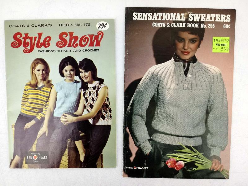 Vtg 17pc Knitting Pattern Booklet & Leaflet Lot Retro Sweaters from 60s 70s 80s