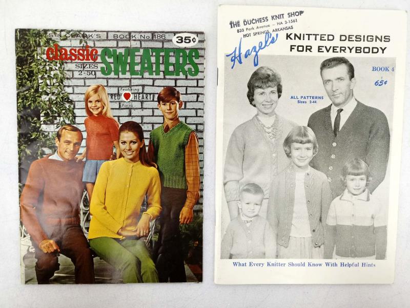 Vtg 1950s-60s KNITTING PATTERN LOT of 7pcs Children's & Family Clothing Booklets