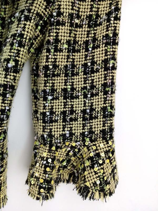 JADE MELODY TAM Crop Jacket Career Yellow Black Plaid Tweed 90s Clueless Sz 10