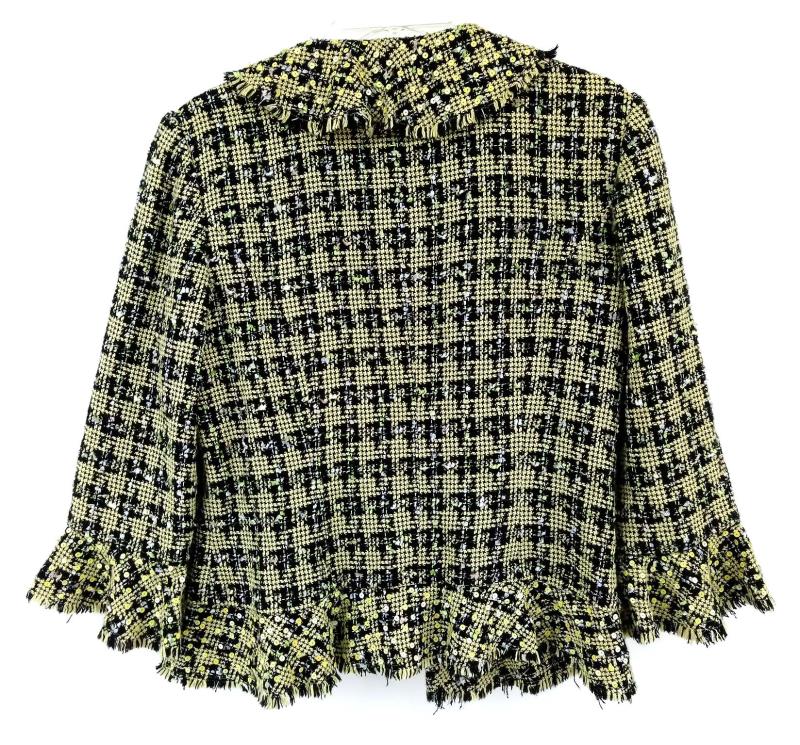 JADE MELODY TAM Crop Jacket Career Yellow Black Plaid Tweed 90s Clueless Sz 10