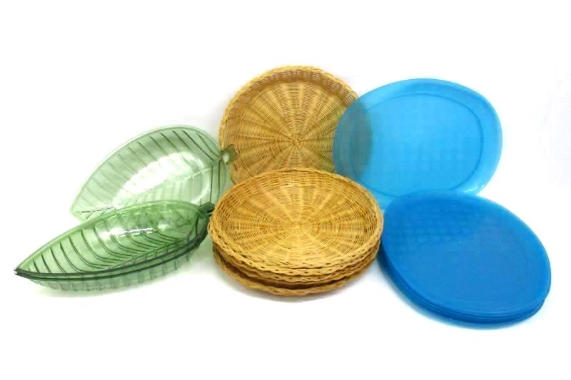 Picnic Lot Plastic Plates Plastic Serving Bowls Wicker Paper Plate Holders