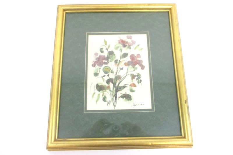 Vintage Floral Painting Print In Gold Frame Artist Signed 12/350 18.25" X 16.5"