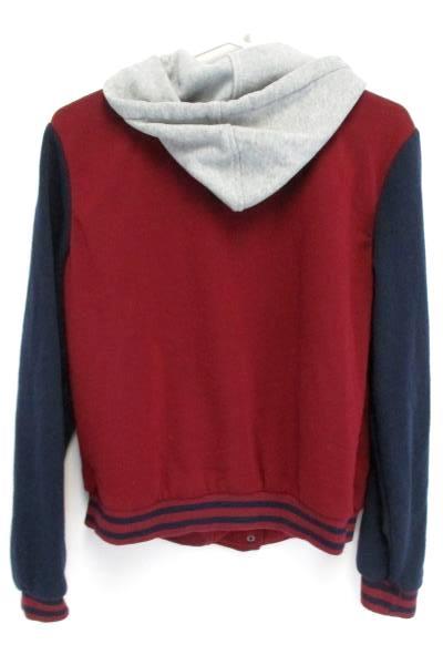 New Look Snap Button Sweatshirt Jacket Maroon Hooded Youth Boys XL