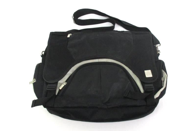NYC East Wear Black And Orange Nylon Over The Shoulder Laptop Messenger Bag