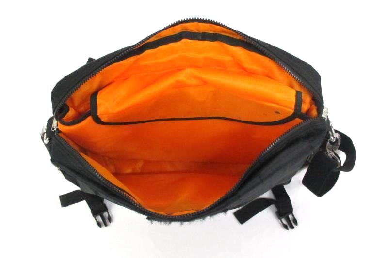 NYC East Wear Black And Orange Nylon Over The Shoulder Laptop Messenger Bag