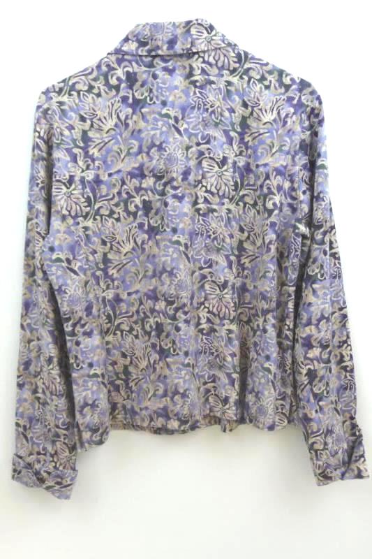 Women's Coldwater Creek Twill Button Front Jacket Purple Floral Size PS
