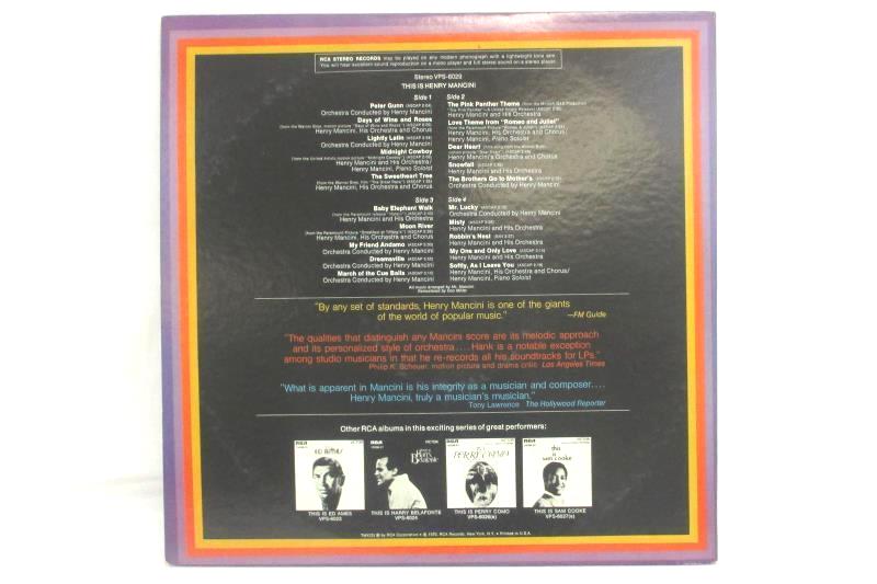This Is Henry Mancini 1970 Jazz Vinyl Record VPS-6029