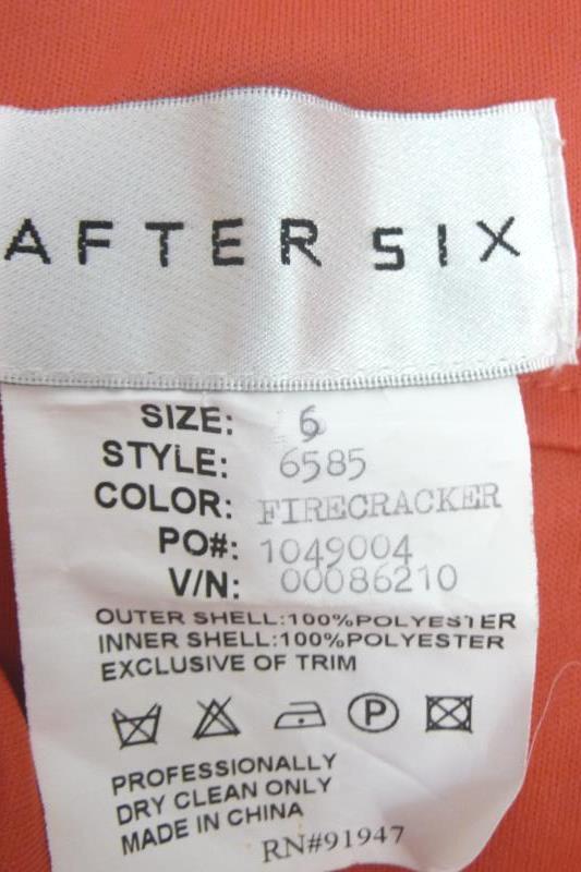 AFTER SIX Formal Dress Bridesmaid Cocktail Party Firecracker/Coral Women's Sz 6
