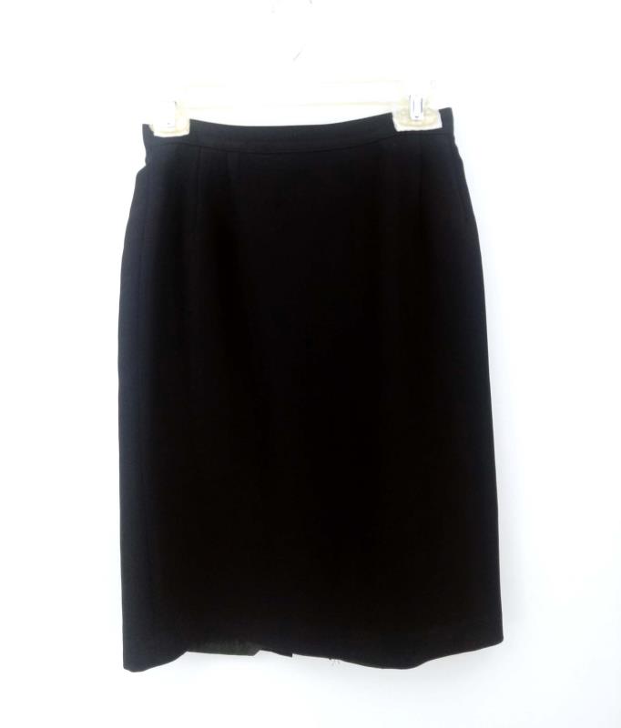Vtg 90s EN AVANCE 2pc Set Black Skirt Suit & Blazer w/Gold Zipper Career Size 4