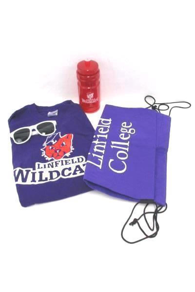 Linfield College Wildcats Lot Purple T-Shirt S Water Bottle Back Pack Sunglasses