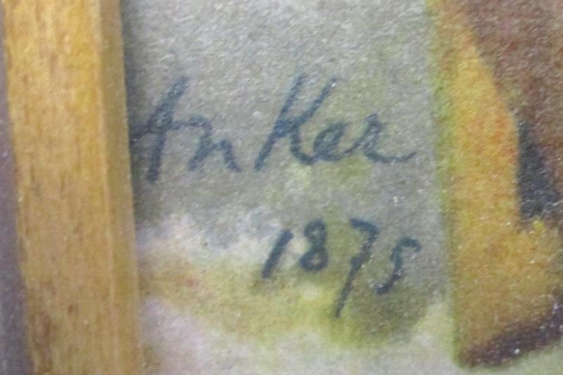 8" Vintage 1875 Albert Anker Berner Boy Portrait In A Wood Frame Reprint