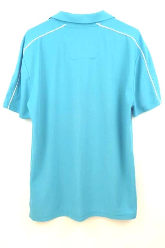 Nautica Men's Slim Fit Turquoise White 1/4 Button Polo Short Sleeves Size L