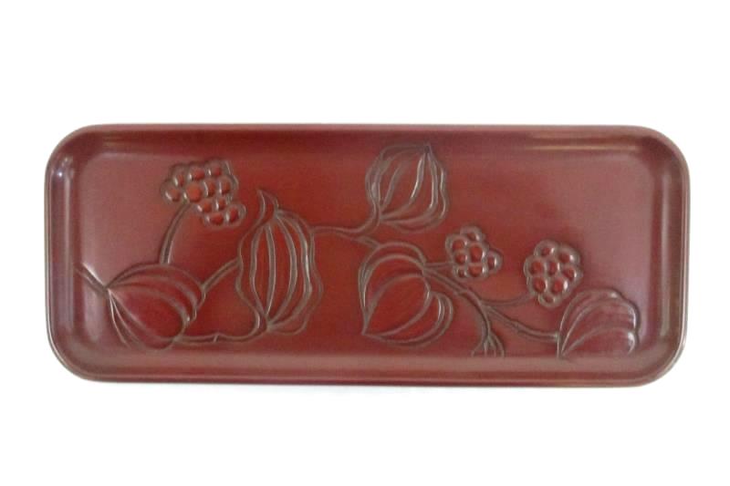 Sansuido Kamakura-Bori Floral Trinket Tray With Brand Documentation