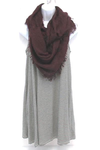 Women's Sleeveless Black White Striped Mini Dress Mossimo M Infinity Scarf