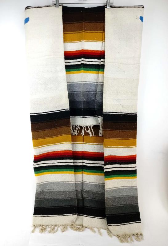 Vtge Mexico Blanket Woven Saltillo Serape Style Rug Eagle and Snake 80" x 50"