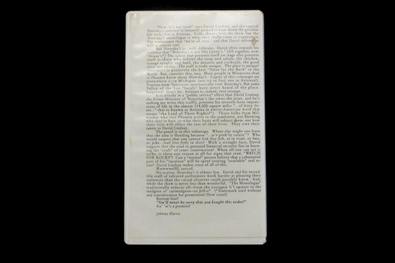 David Lindsay And His Renowned Snowbird Monologue (Signed By David)