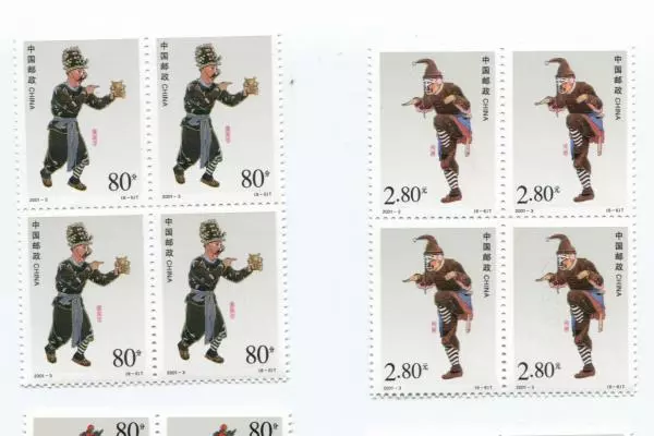 2001-3 China 6 Blocks of 4 Unused Beijing Clowns Roles of Peking Opera MNH
