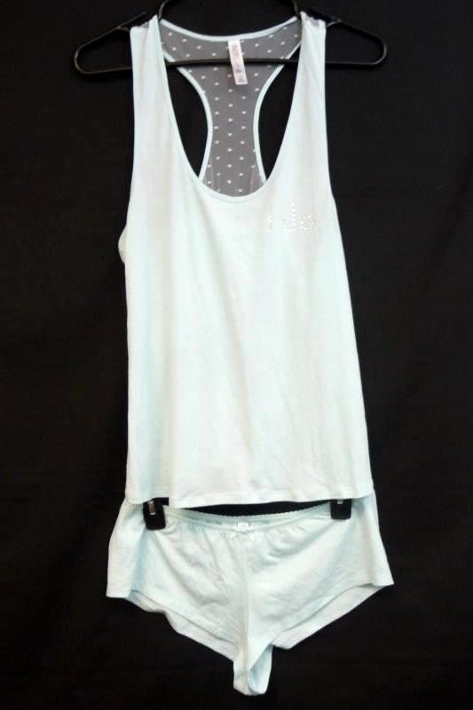 NWT Gilligan & O'Malley Bridal Sleepwear Set "I Do" Light Blue Tank &Shorts Sz L