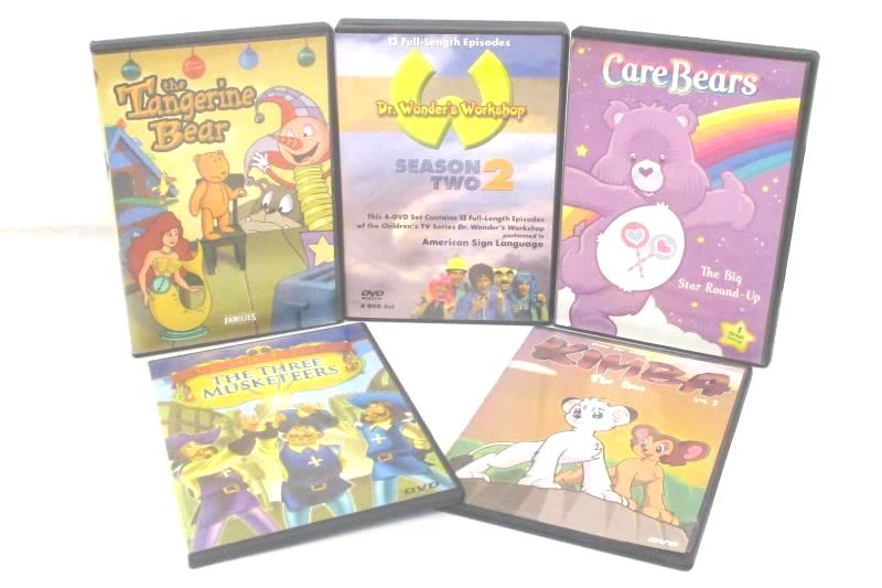 Lot 5 DVDs: Kimba + 3 Musketeers + Tangerine Bear + Care Bears + Dr.Wonder's WS