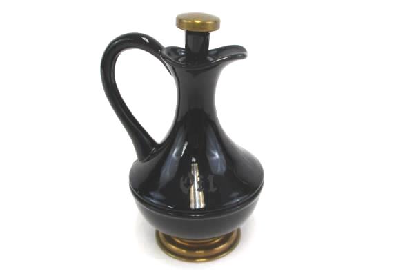 Black and Gold 5.5" Tall Oil Pitcher with Stopper Ceramic Potter Golde Ray